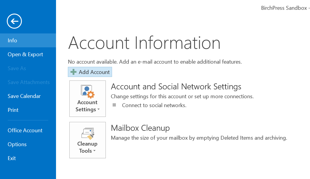 Outlook-add account