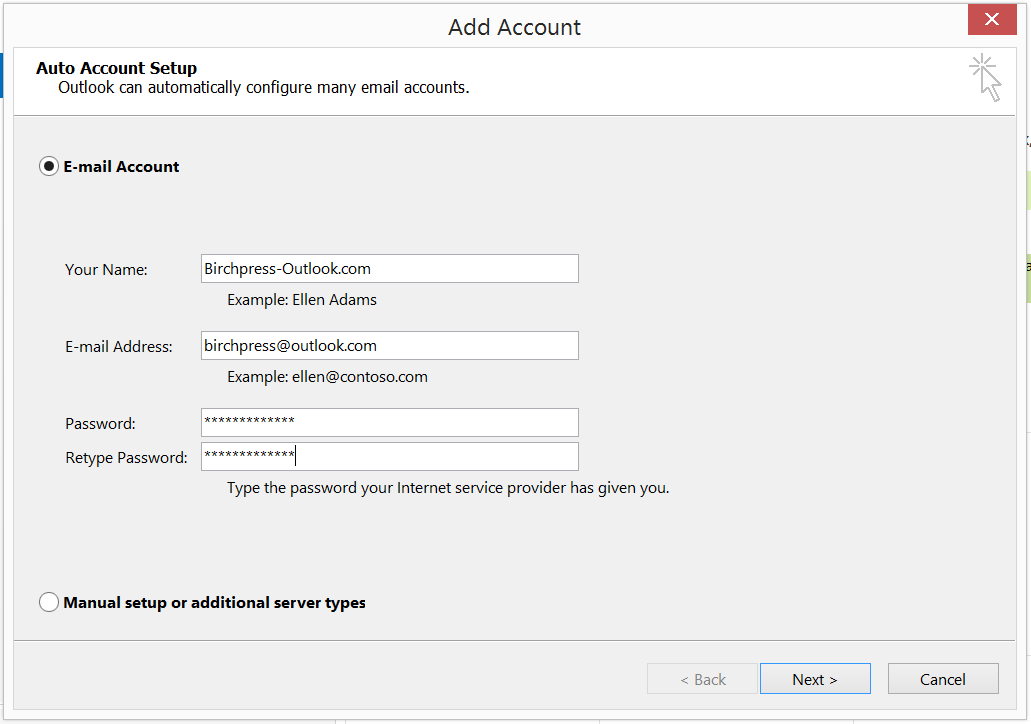 Outlook-add account2