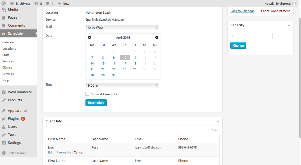Premium WordPress Appointment Booking Plugin BirchPress Scheduler