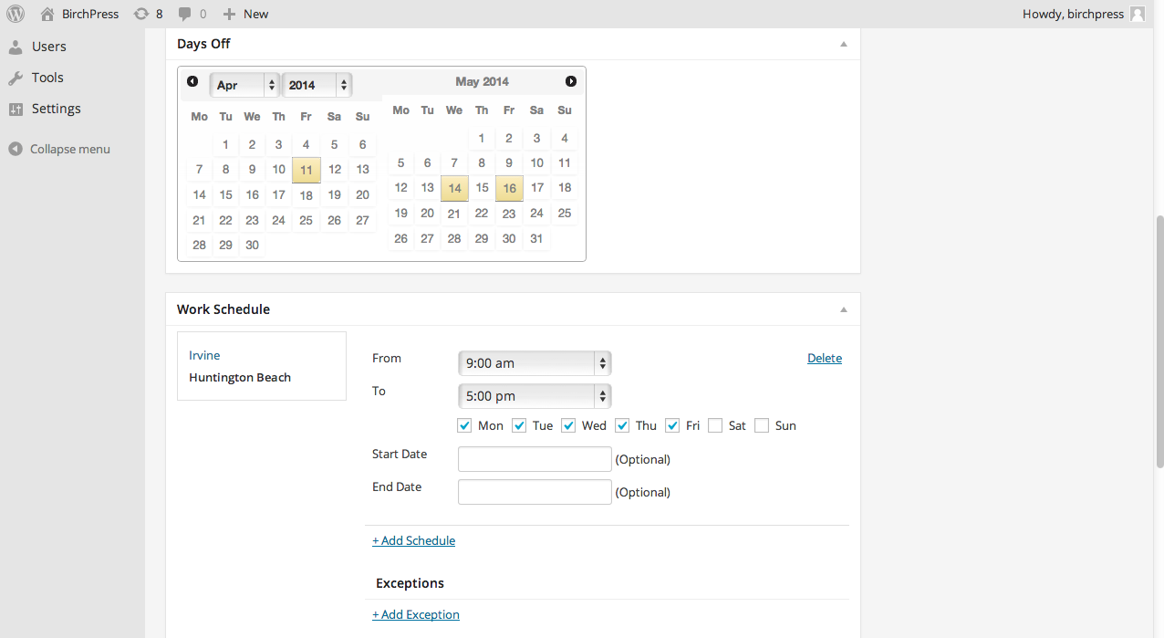 Premium WordPress Appointment Booking Plugin BirchPress Scheduler